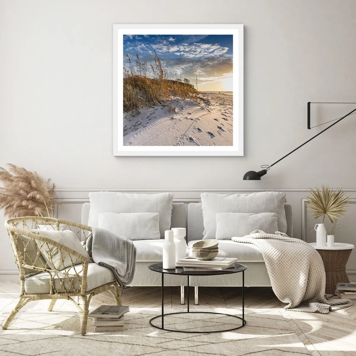 Poster in einem weißen Rahmen - Einladung zu einem Spaziergang - 60x60 cm