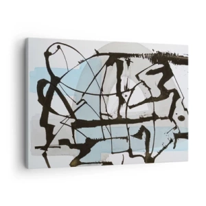 Bild auf Leinwand - Leinwandbild - Abstrakte Linien und Formen in Blau und Schwarz - 70x50cm - Trotzdem blau - Moderne Wanddekoration für Wohnzimmer und Schlafzimmer ARTTOR