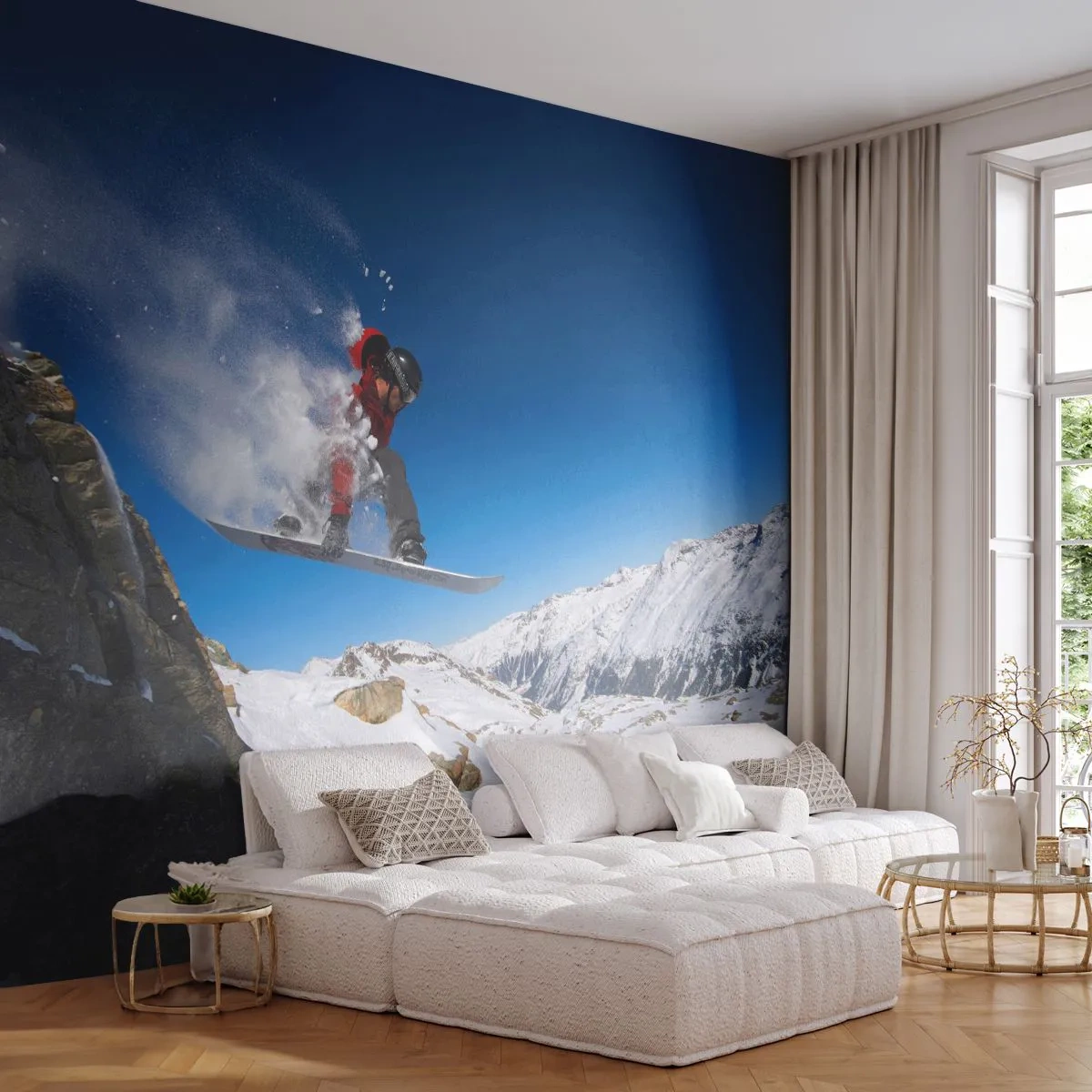 Fototapete Standard Eco - Und du wurdest Teil des Raums - Landschaft, Snowboarden, Sport - 500x350 cm
