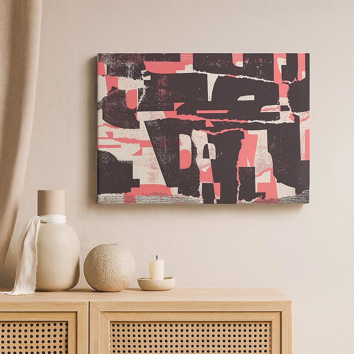 Bild auf Leinwand - Leinwandbild - Eine abstrakte Komposition in Rosa- und Brauntönen. - 70x50cm - All dieser Lärm - Moderne Wanddekoration für Wohnzimmer und Schlafzimmer ARTTOR