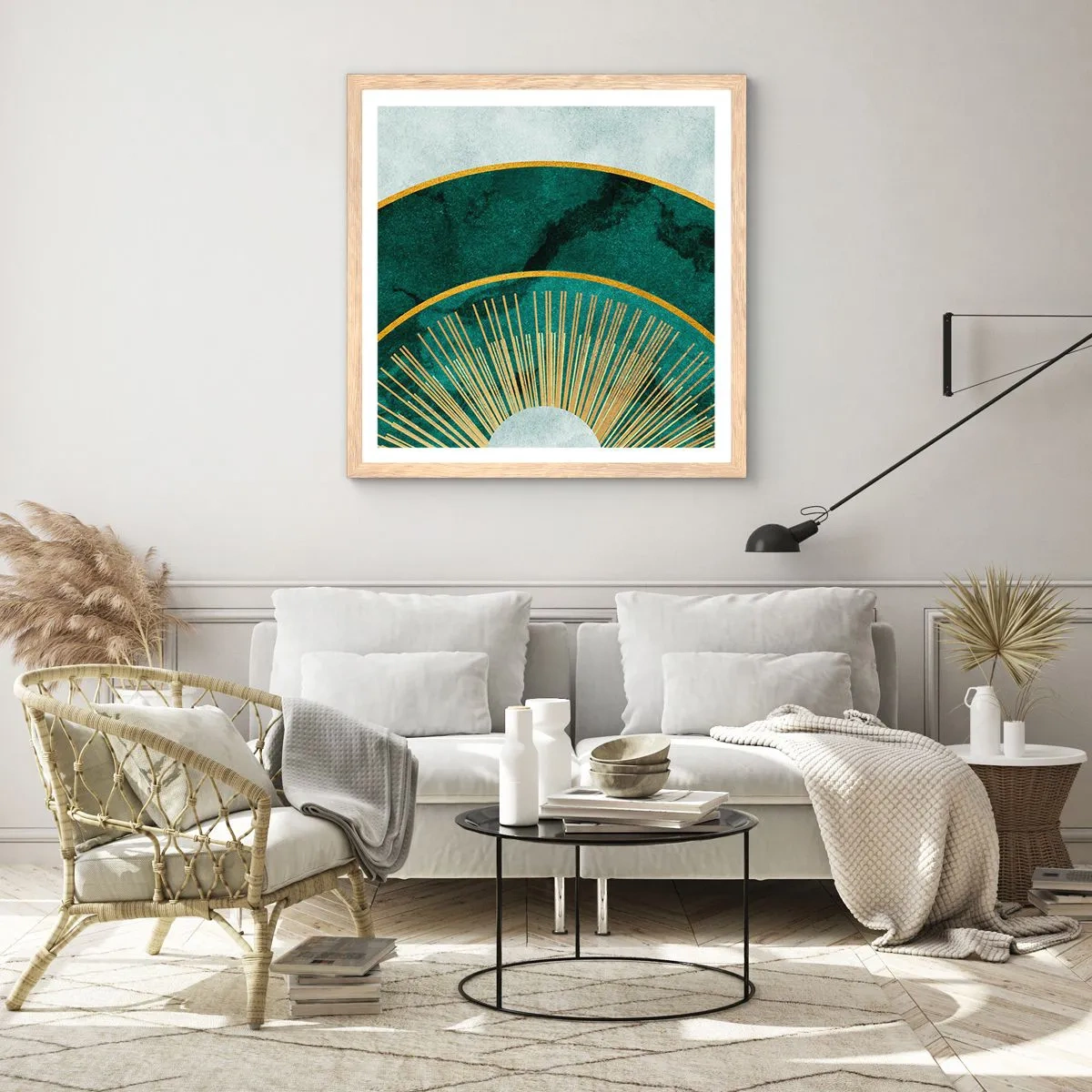 Poster in einem Rahmen aus heller Eiche - Anderes Sonnensystem - 40x40 cm