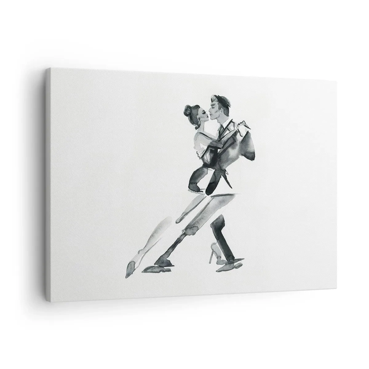 Bild auf Leinwand - Leinwandbild - Eine subtile Illustration eines tanzenden Paares im monochromen Stil. - 70x50cm - In einem Schlag - Moderne Wanddekoration für Wohnzimmer und Schlafzimmer ARTTOR