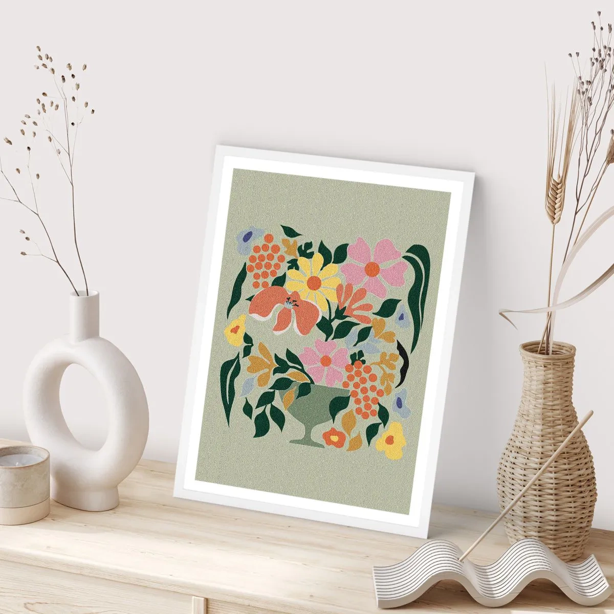 Poster in einem weißen Rahmen - Strauß voller Leben - 30x40 cm