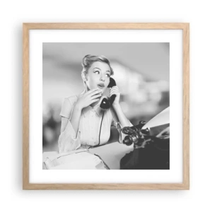 Poster in einem Rahmen aus heller Eiche - Hallo, wir sind in den 1950er Jahren. - 40x40 cm