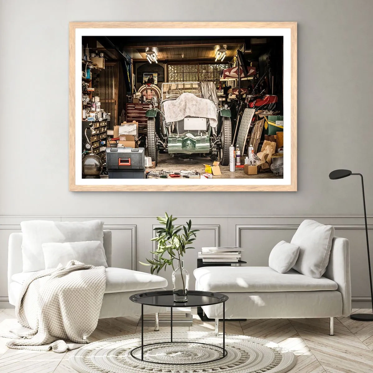 Poster in einem Rahmen aus heller Eiche - Zurück in die Vergangenheit - 100x70 cm