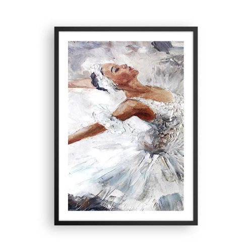 Poster in einem schwarzem Rahmen - Eine Ballerina in einem weißen Outfit im malerischen Stil - 50x70cm - Zart und leicht wie Tüll - Moderne Wanddekoration für Wohnzimmer und Schlafzimmer ARTTOR