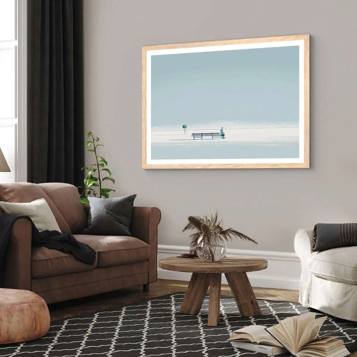 Poster in einem Rahmen aus heller Eiche - Ja, ich warte. - 91x61 cm