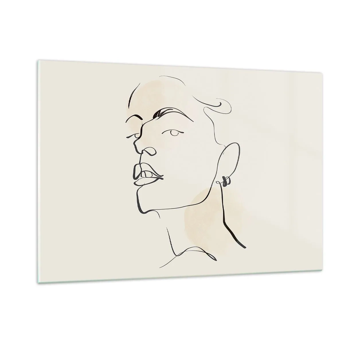 Glasbild - Bild auf glas - Porträt einer Frau in minimalistischen Linien auf hellem Hintergrund - 120x80cm - Ein stolzer Blick - Moderne Wanddekoration für Wohnzimmer und Schlafzimmer ARTTOR