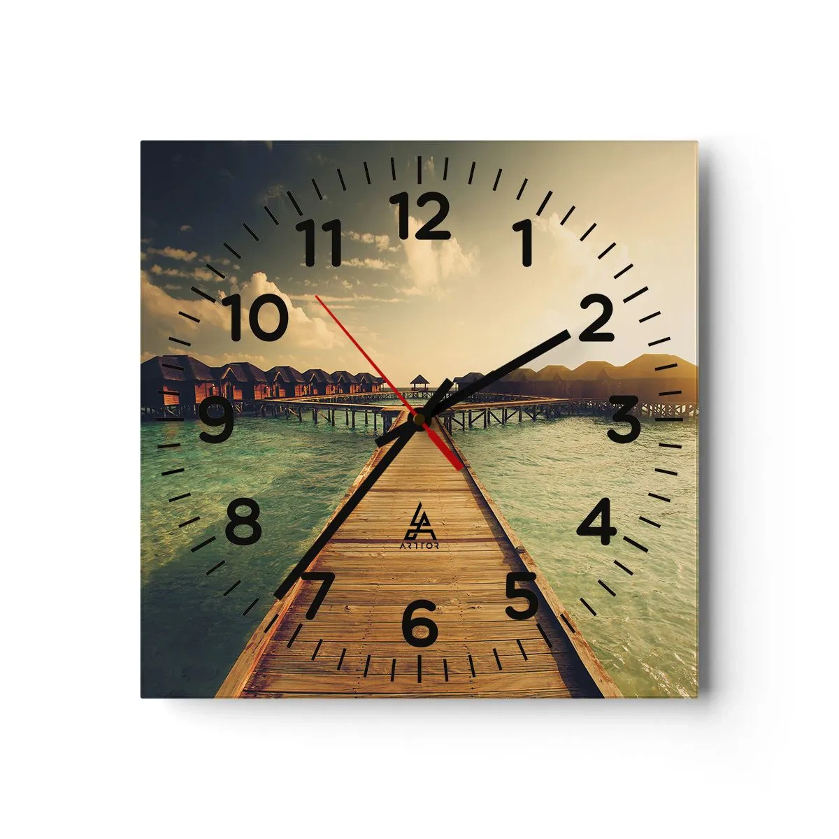 Wanduhr - Glasuhr - Eine herzliche Einladung - 30x30 cm