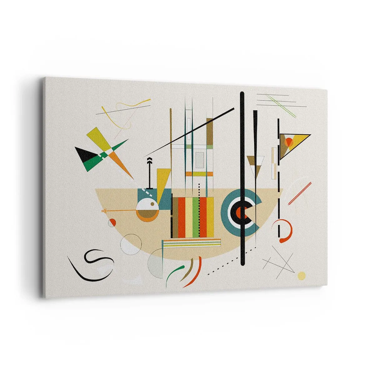 Bild auf Leinwand - Leinwandbild - Bunte Abstraktion mit geometrischen Formen - 120x80cm - Und die Welt lacht - Moderne Wanddekoration für Wohnzimmer und Schlafzimmer ARTTOR