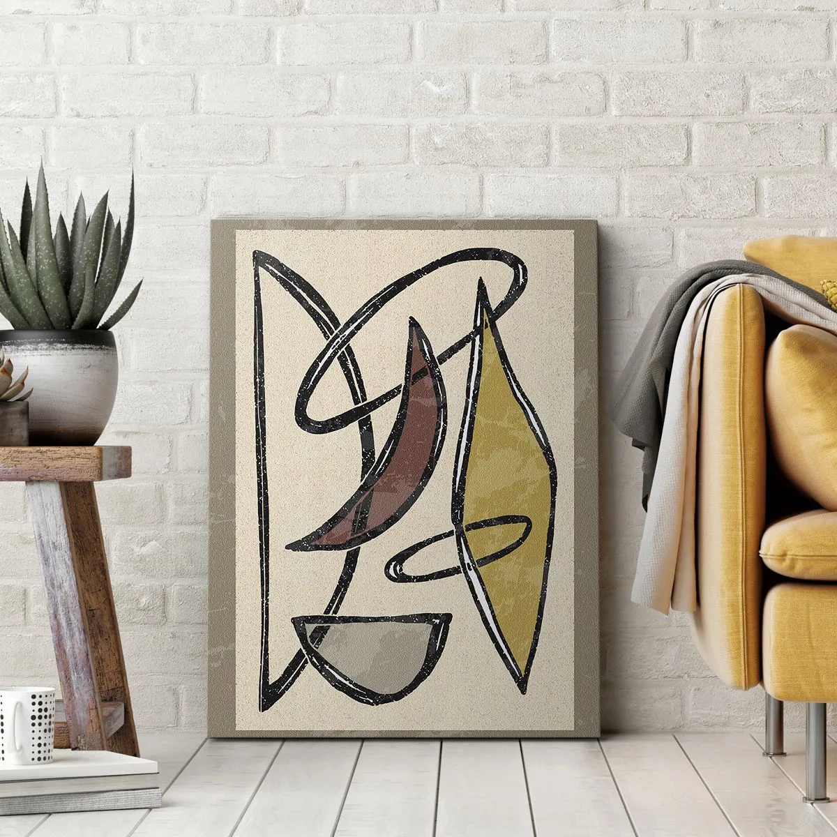 Bild auf Leinwand - Leinwandbild - Abstraktion mit geometrischen Formen und gedämpften Farben - 80x120cm - Vertikale und Horizontale - Moderne Wanddekoration für Wohnzimmer und Schlafzimmer ARTTOR