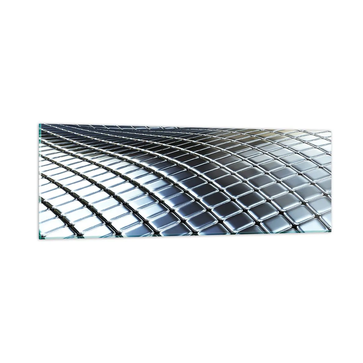 Glasbild - Bild auf glas - Metallische silberne Welle - 90x30 cm