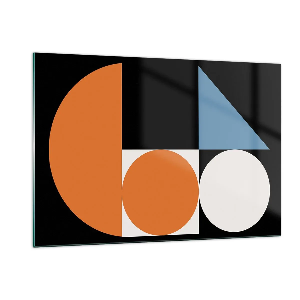 Glasbild - Bild auf glas - Geometrische Figuren in abstrakter Anordnung - 120x80cm - Bebilderte Anordnung - Moderne Wanddekoration für Wohnzimmer und Schlafzimmer ARTTOR