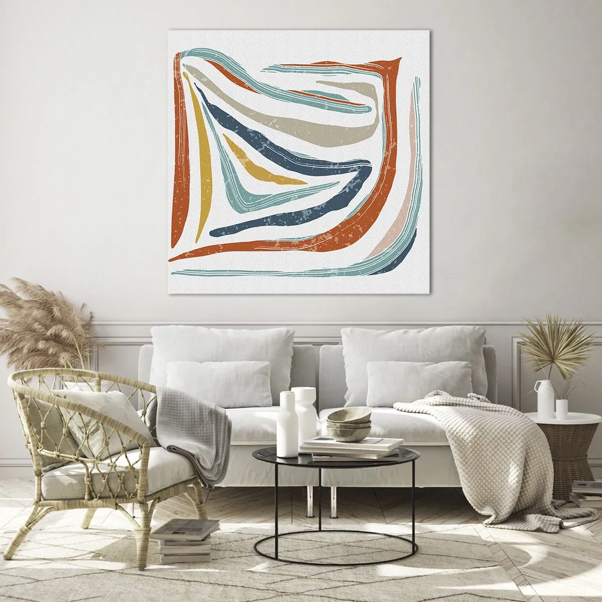 Glasbild - Bild auf glas - Abstraktion mit einem freundlichen Lächeln - 70x70 cm