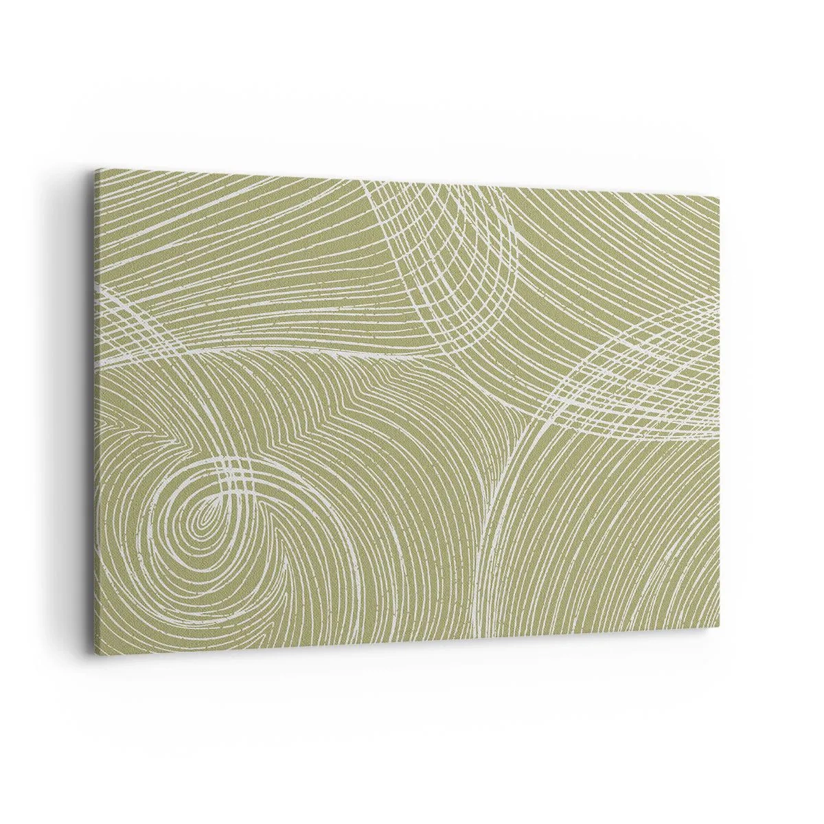 Bild auf Leinwand - Leinwandbild - Grüne und weiße Linien in einer abstrakten Komposition - 100x70cm - Komplizierte Abstraktion in Weiß - Moderne Wanddekoration für Wohnzimmer und Schlafzimmer ARTTOR