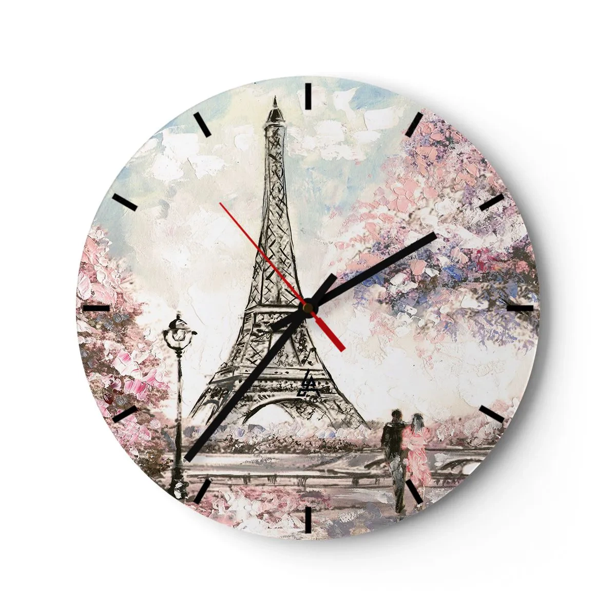 Wanduhr - Glasuhr - Aprilspaziergang durch Paris - 40x40 cm