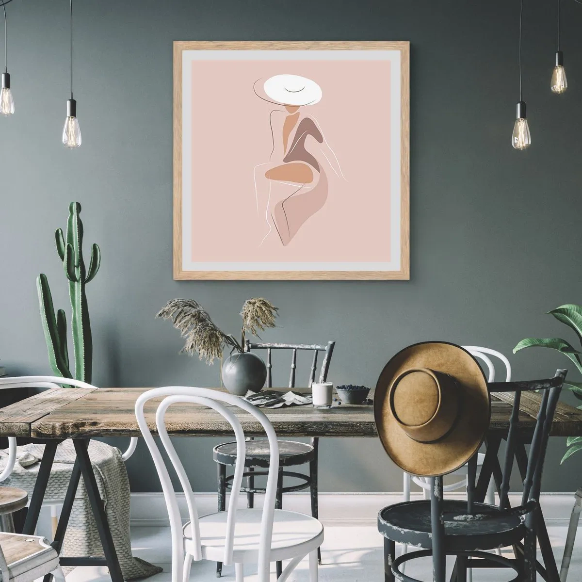 Poster in einem Rahmen aus heller Eiche - Eine Dame sein - 40x40 cm
