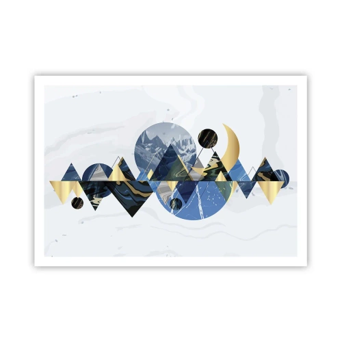 Poster - Abstrakte geometrische Muster mit Bergmotiven - 100x70cm - Geometrische Landschaft - Moderne Wanddekoration für Wohnzimmer und Schlafzimmer ARTTOR