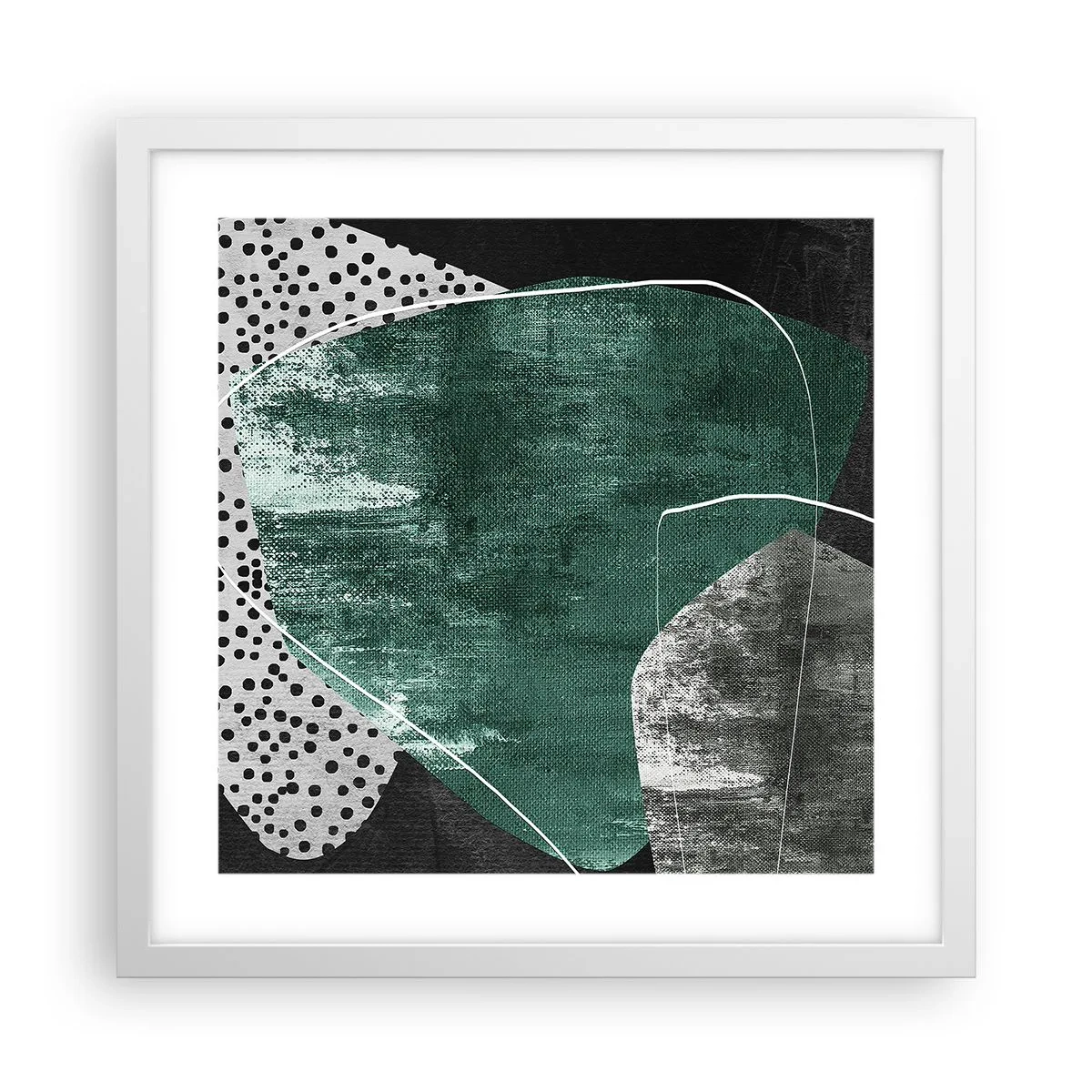Poster in einem weißen Rahmen - Bunte Abstraktion mit Blattgold - 40x40 cm