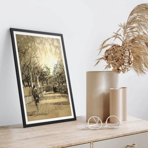 Poster in einem schwarzem Rahmen - Ein Moment mit einer Feder angehalten - 30x40 cm