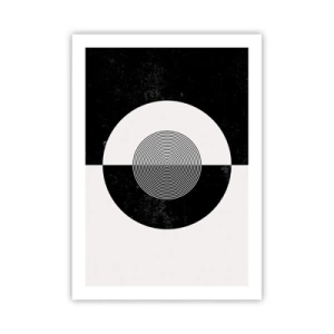 Poster - Geometrisches Muster in Schwarz und Weiß mit einem konzentrischen Kreis - 50x70cm - Harmonie in Schwarz und Weiß - Moderne Wanddekoration für Wohnzimmer und Schlafzimmer ARTTOR