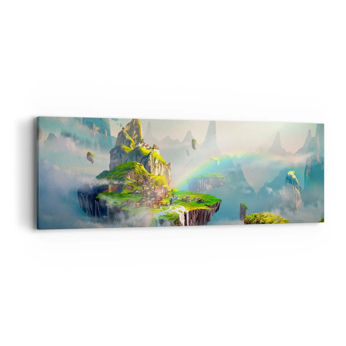 Bild auf Leinwand - Leinwandbild - Mitten am Himmel - glückliche Inseln - 90x30 cm