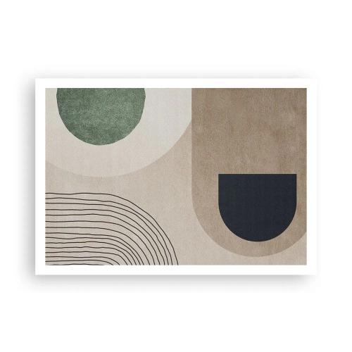 Poster - Geometrische Formen in Beige- und Grüntönen - 100x70cm - Sanftheit des Ovals - Moderne Wanddekoration für Wohnzimmer und Schlafzimmer ARTTOR