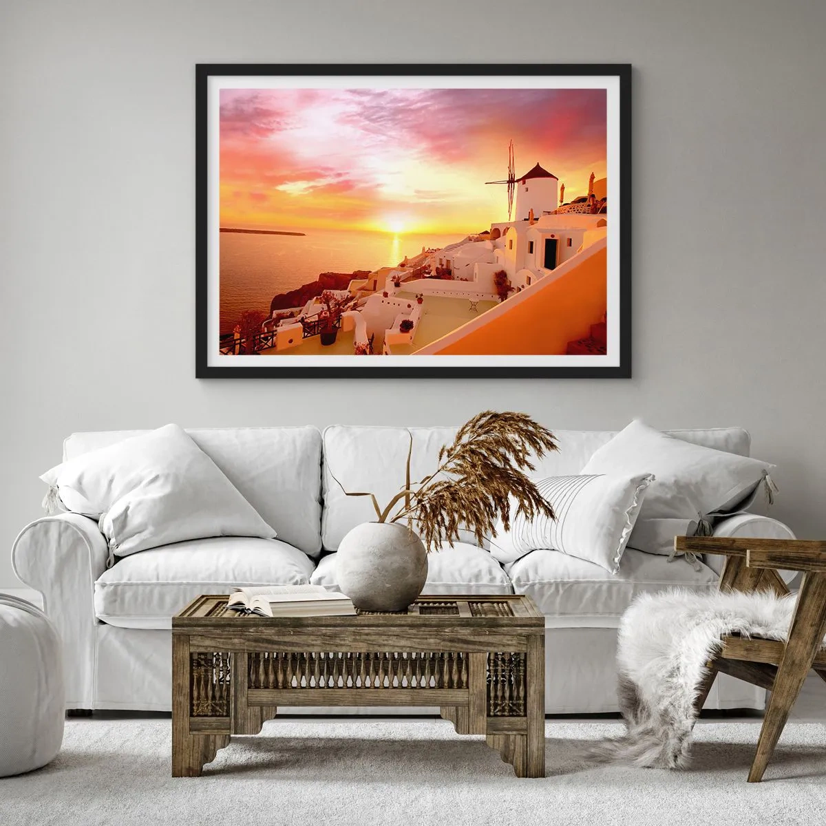 Poster in einem schwarzem Rahmen - In Weiß und Gold schmelzen - 50x40 cm