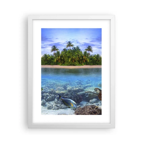 Poster in einem weißen Rahmen - Heavenly Island lädt dich ein - 30x40 cm