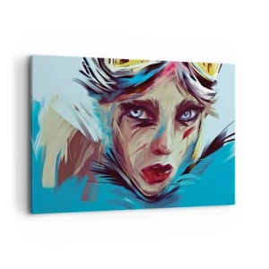 Bild auf Leinwand - Leinwandbild - Porträt einer Frau in dynamischen Farben und einem abstrakten Stil - 100x70cm - Strassenkämpferin - Moderne Wanddekoration für Wohnzimmer und Schlafzimmer ARTTOR