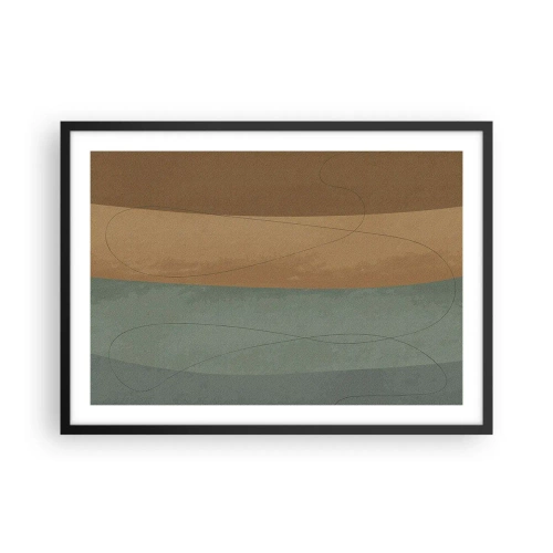 Poster in einem schwarzem Rahmen - Abstrakte Komposition in natürlichen Erdtönen - 70x50cm - Horizontale Komposition - Moderne Wanddekoration für Wohnzimmer und Schlafzimmer ARTTOR