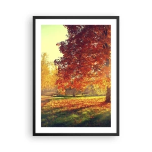 Poster in einem schwarzem Rahmen - Herbstpark mit einem Baum mit goldenen Blättern in der Sonne - 50x70cm - Unhöflich ist schön - Moderne Wanddekoration für Wohnzimmer und Schlafzimmer ARTTOR