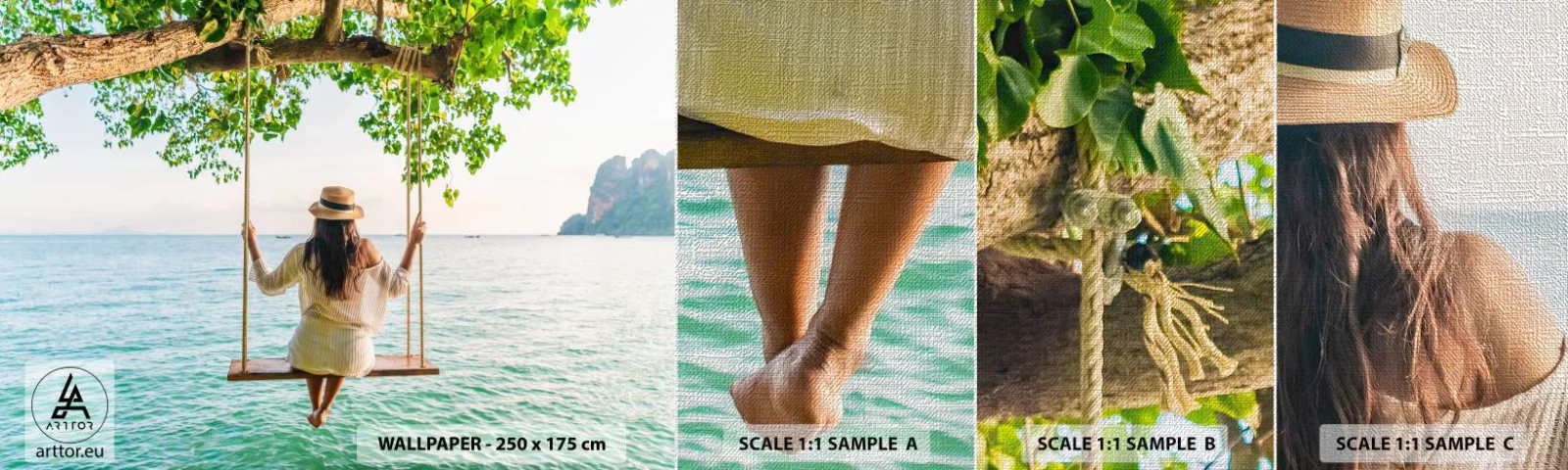 Fototapeten Muster Premium Canvas - Das Leben ist wunderschön - Entspannung, Schwingen, Frau - 100x30 cm