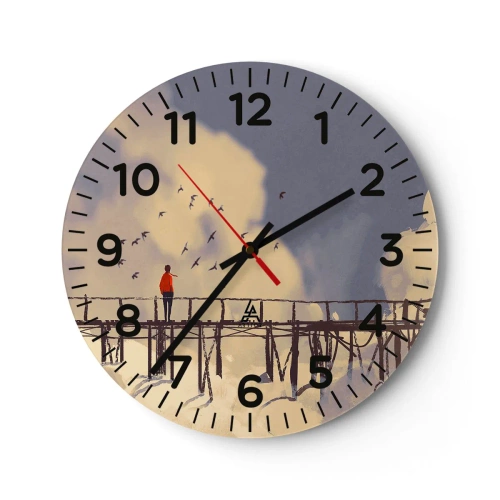 Wanduhr - Glasuhr - Blaue Sehnsucht - 40x40 cm