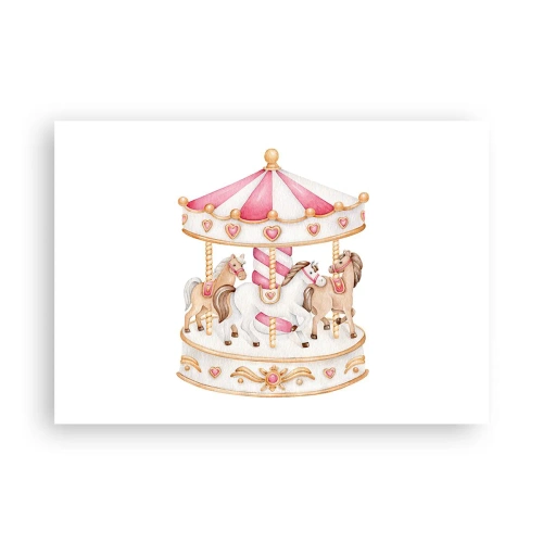 Poster - Buntes Vintage-Karussell mit Pferden - 100x70cm - Süße Welt der Kindheit - Moderne Wanddekoration für Wohnzimmer und Schlafzimmer ARTTOR