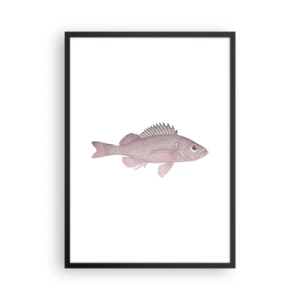 Poster in einem schwarzem Rahmen - Fischgrafik auf weißem Hintergrund im minimalistischen Stil - 50x70cm - Großäugiger Fisch - Moderne Wanddekoration für Wohnzimmer und Schlafzimmer ARTTOR