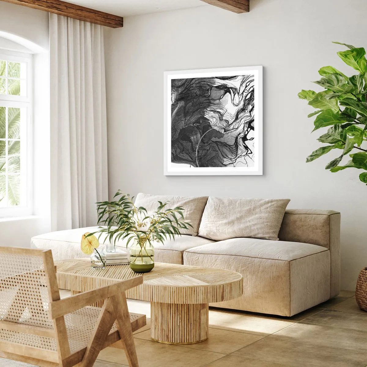 Poster in einem weißen Rahmen - Verstrickt in Träume - 60x60 cm