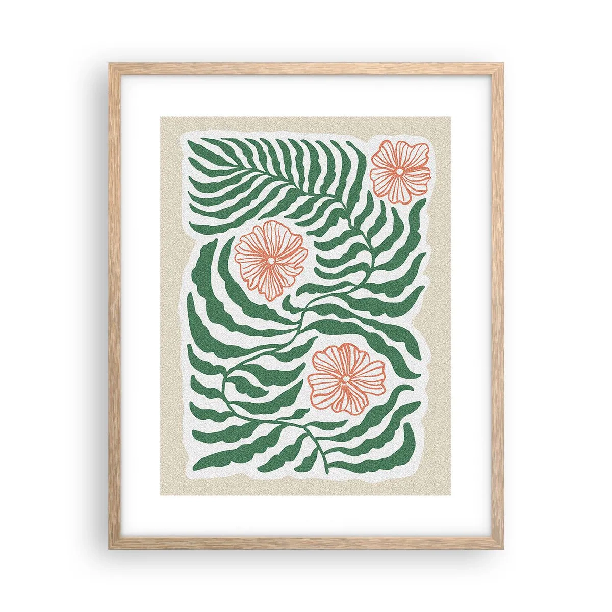 Poster in einem Rahmen aus heller Eiche - Aufgeblüht in Grün - 40x50 cm