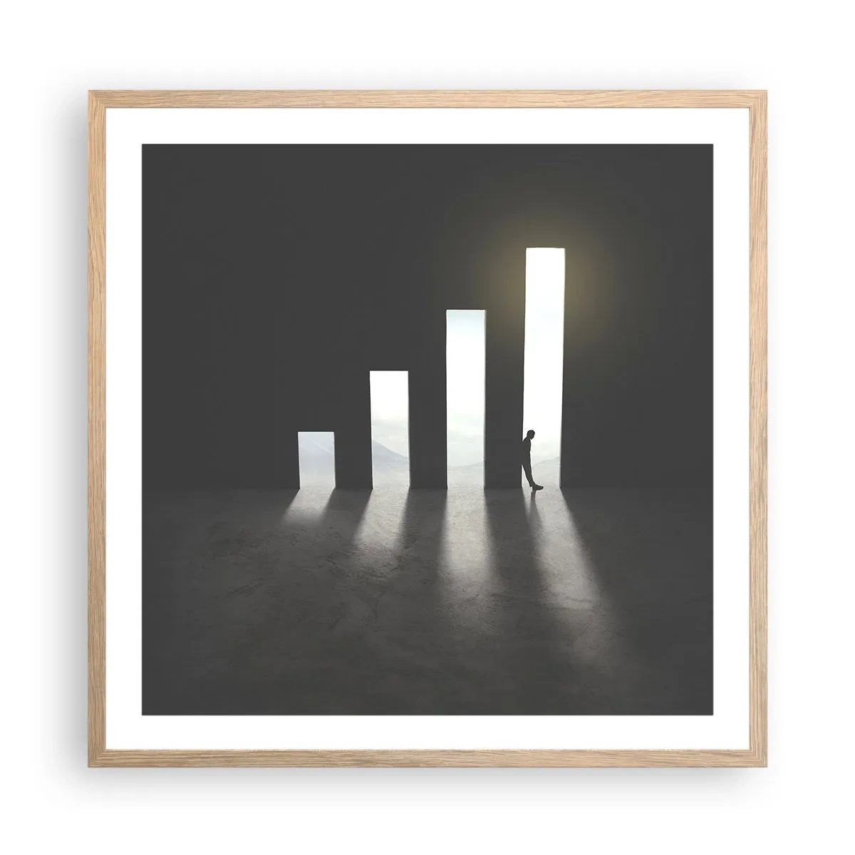 Poster in einem Rahmen aus heller Eiche - Erfolg – Impression - 60x60 cm
