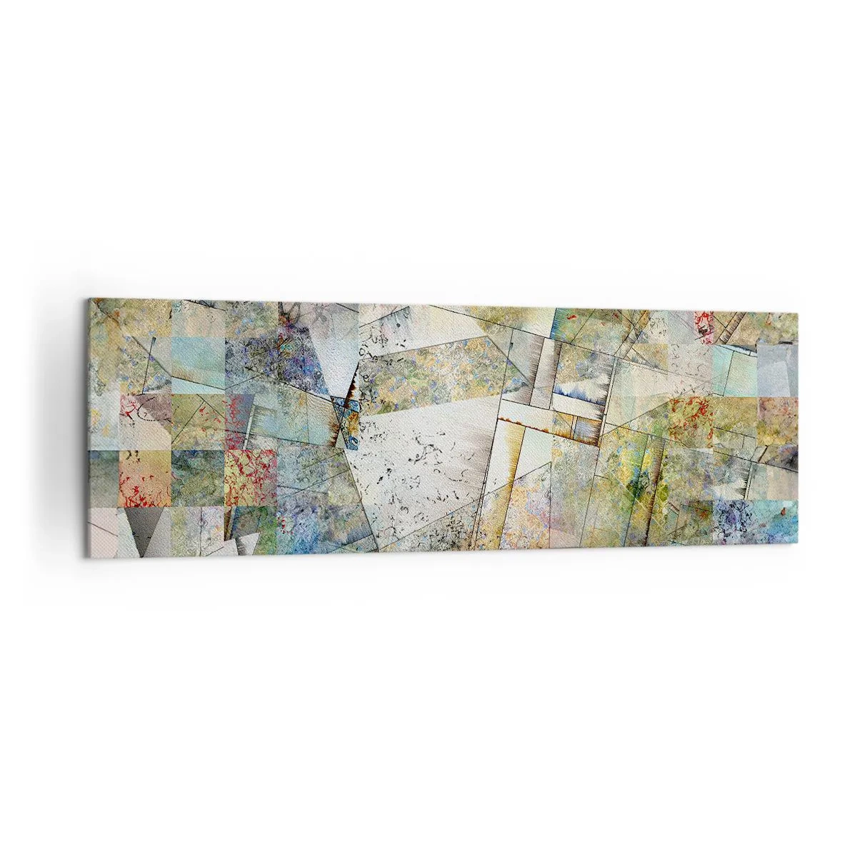 Bild auf Leinwand - Leinwandbild - Bunte Abstraktion mit geometrischen Formen und Linien - 160x50cm - Geometrische Mischung - Moderne Wanddekoration für Wohnzimmer und Schlafzimmer ARTTOR