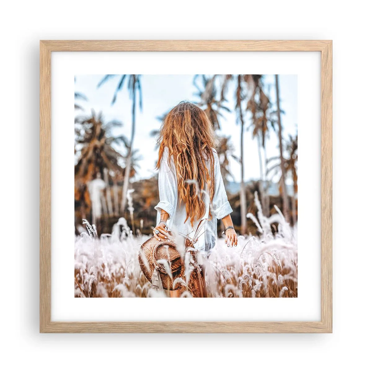 Poster in einem Rahmen aus heller Eiche - Geboren aus Grasflaum - 40x40 cm