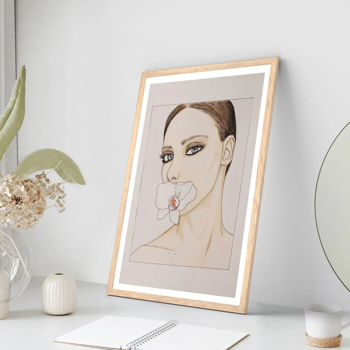 Poster in einem Rahmen aus heller Eiche - Ein Symbol für Eleganz und Schönheit - 50x70 cm