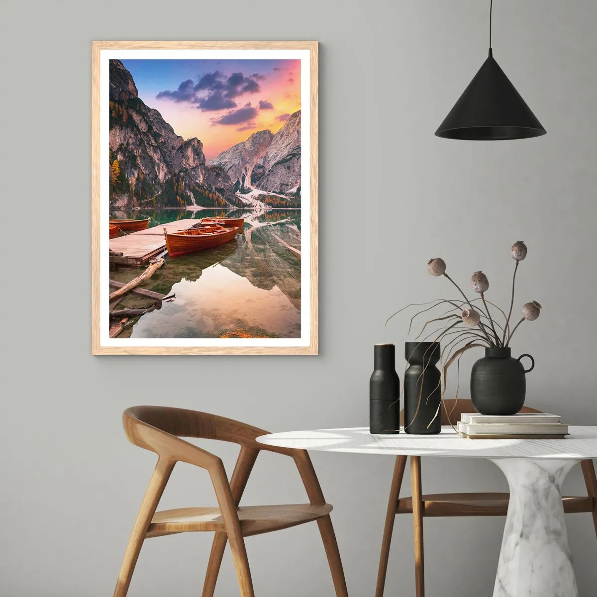 Poster in einem Rahmen aus heller Eiche - Versprechen des Tages - 40x50 cm