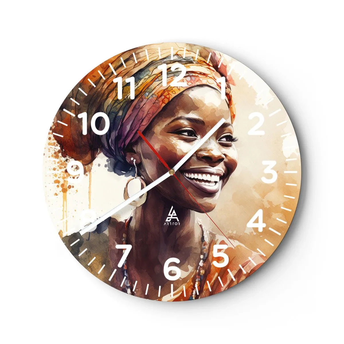 Wanduhr - Glasuhr - Afrikanische Königin - 40x40 cm