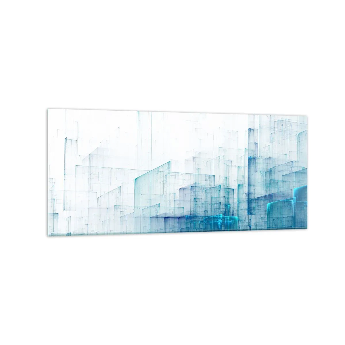 Glasbild - Bild auf glas - Abstrakte geometrische Formen in Blautönen - 120x50cm - Wie der Raum wgeschaffen urde - Moderne Wanddekoration für Wohnzimmer und Schlafzimmer ARTTOR