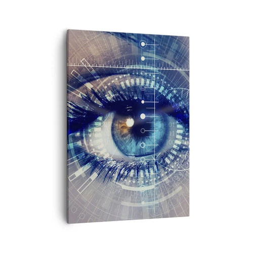 Bild auf Leinwand - Leinwandbild - Ein technologisches Auge mit einer futuristischen Schnittstelle - 50x70cm - Du denkst du kennst mich - Moderne Wanddekoration für Wohnzimmer und Schlafzimmer ARTTOR