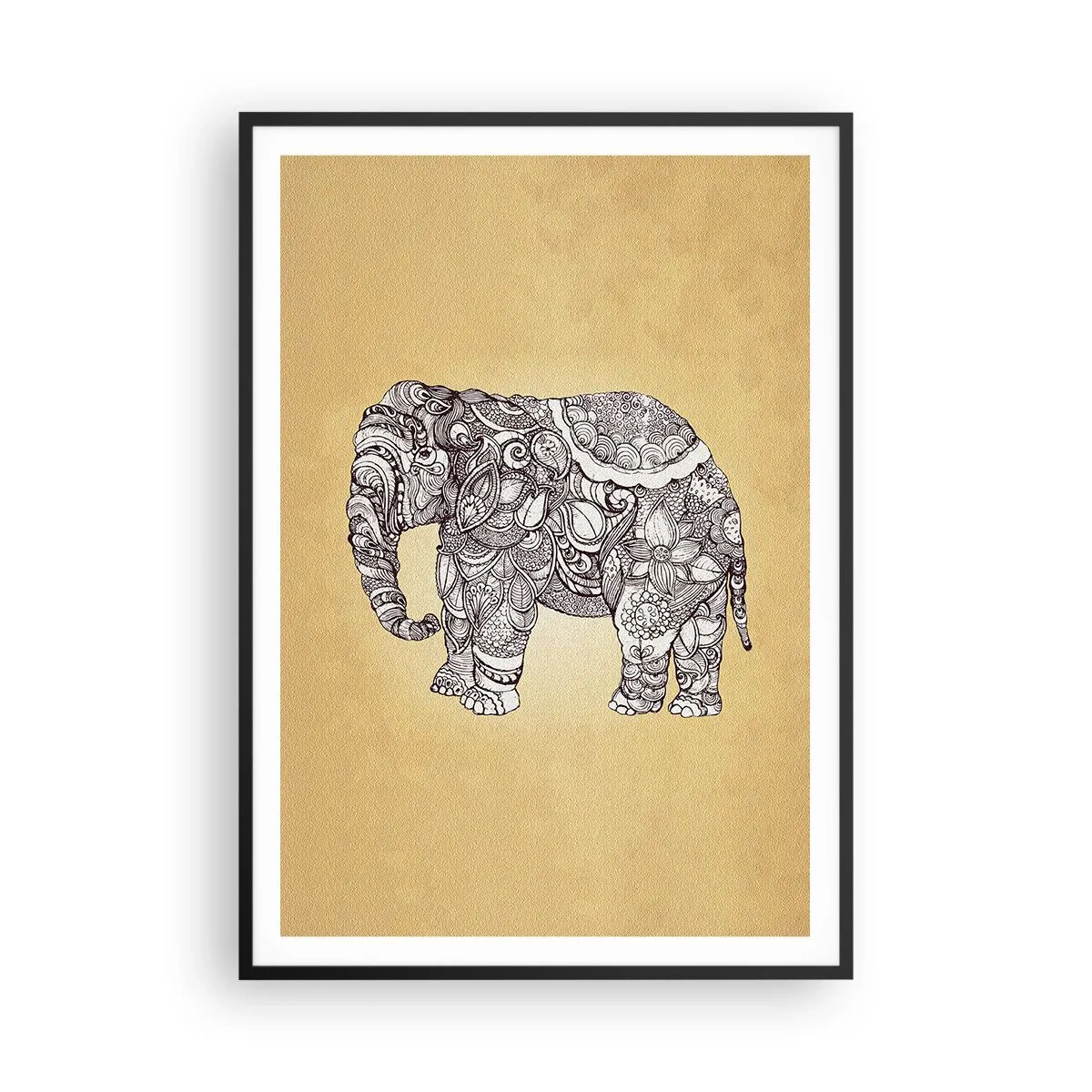 Poster in einem schwarzem Rahmen - Elefant verhüllte sich - 70x100 cm