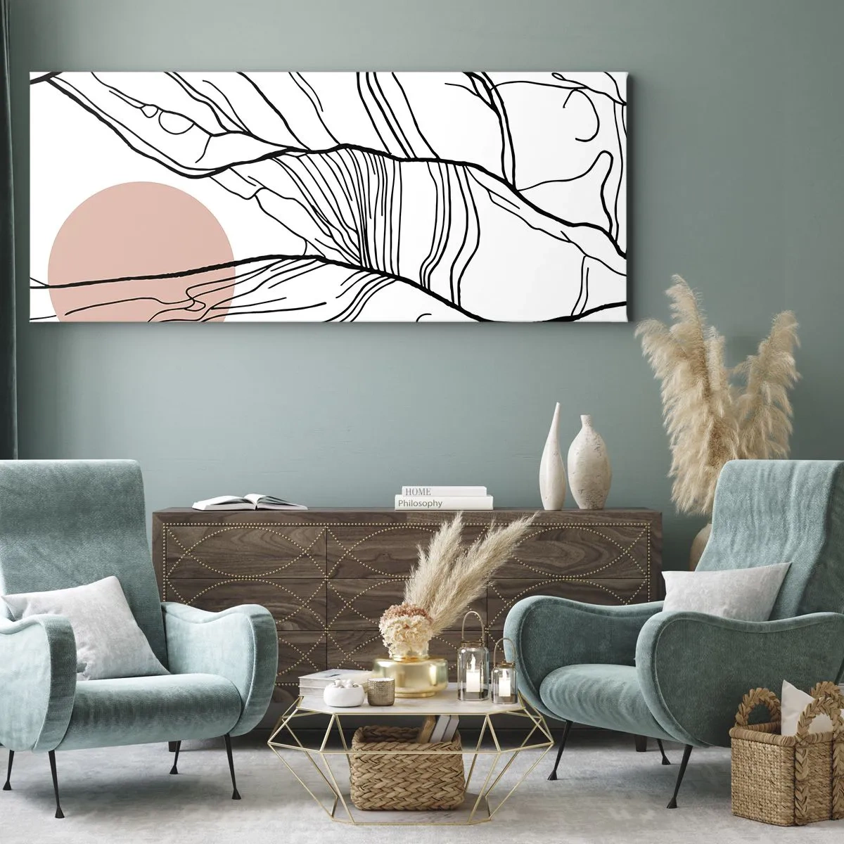 Bild auf Leinwand - Leinwandbild - In einem Netz aus Zweigen - 100x40 cm