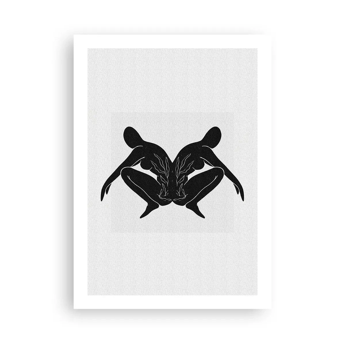 Poster - Schwarze Silhouetten von Figuren in einer symmetrischen Komposition - 50x70cm - Gemeinsame Seele - Moderne Wanddekoration für Wohnzimmer und Schlafzimmer ARTTOR