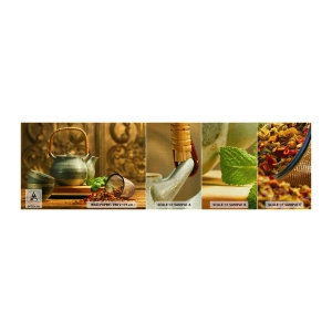 Fototapeten Muster Premium Canvas - Abhandlung über das Teetrinken - Gastronomie, Tee, Getrocknete Kräuter - 100x30 cm